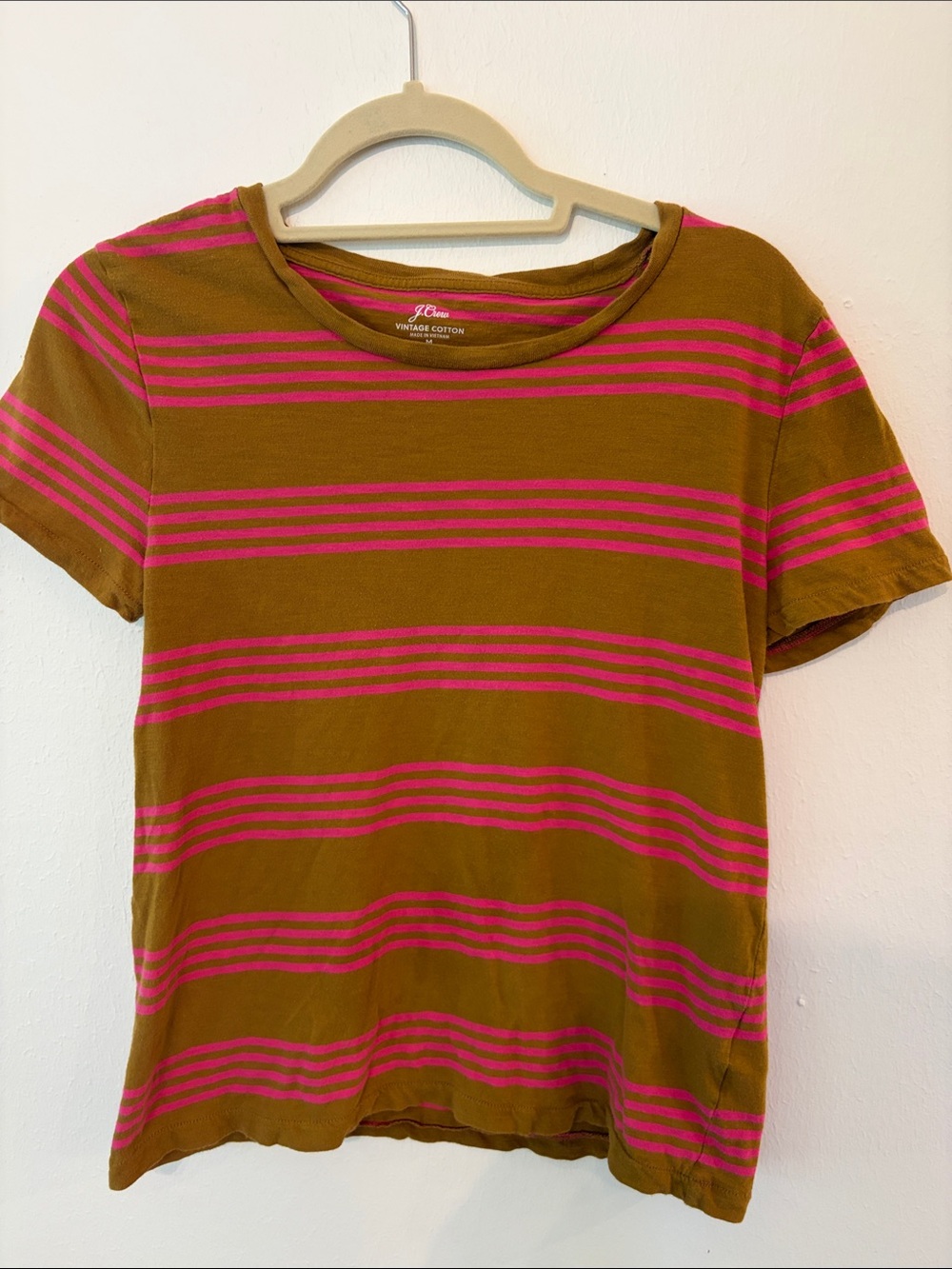 J.Crew Vintage Cotton Pink Striped T-Shirt Mustard and Pink